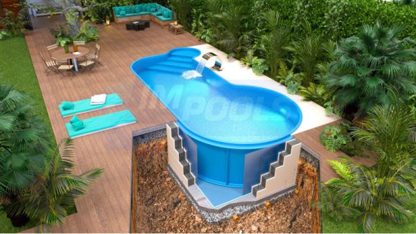 Басейн поліпропіленовий (чаша діагональ) 5х3х1,5м